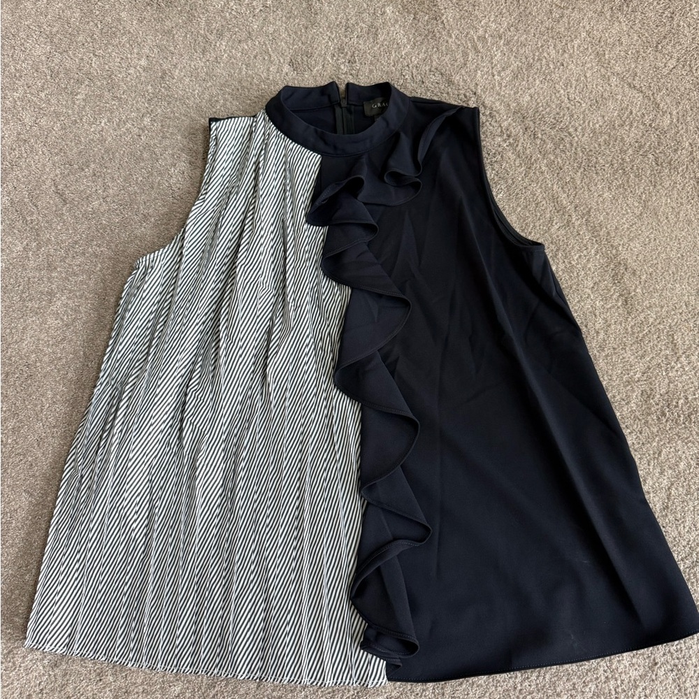 Gracia Black and White Ruffle Tank Top